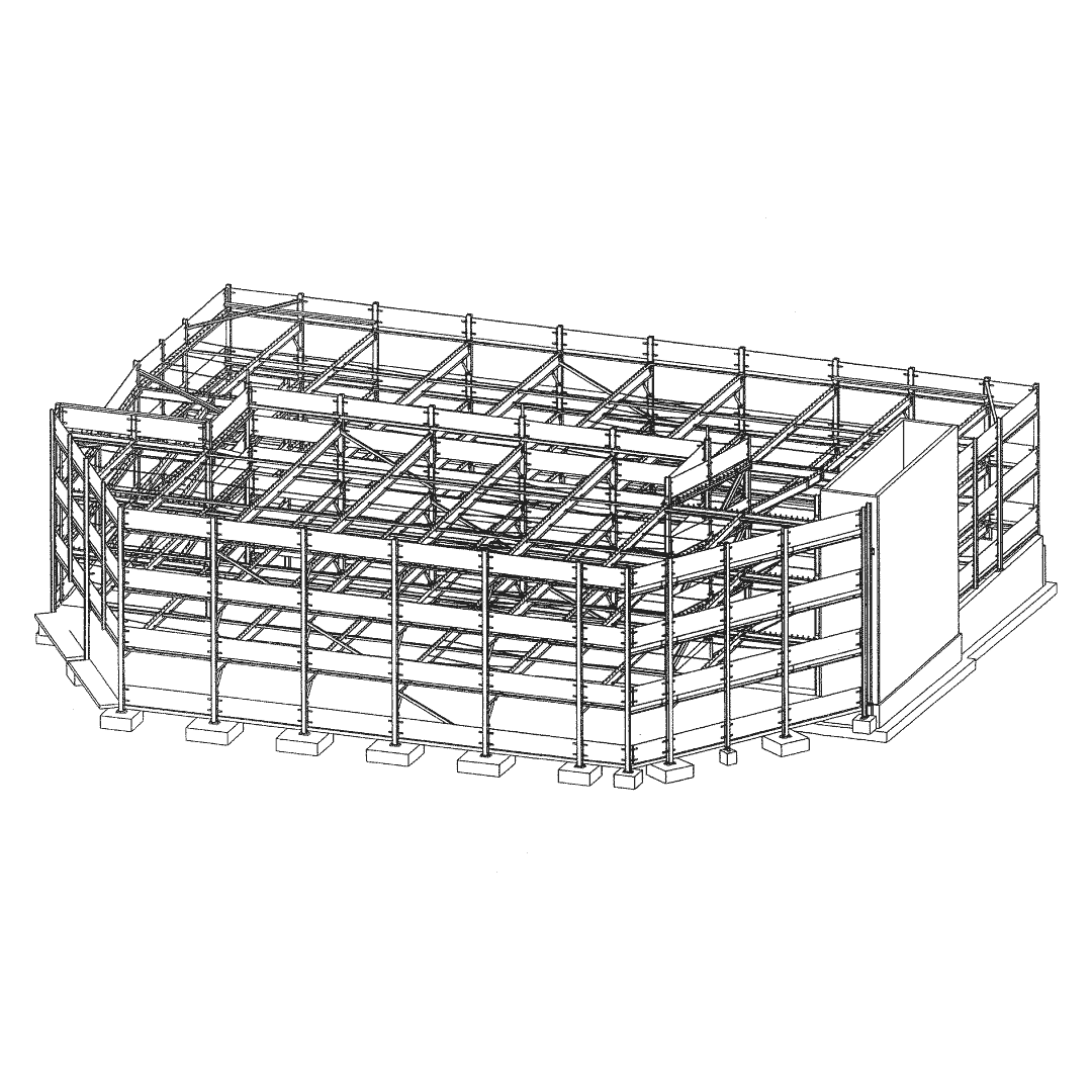 Konstruktionsansicht Stahlbau für ein Parkhaus, Referenz des Planungsbüro Klaus Engel